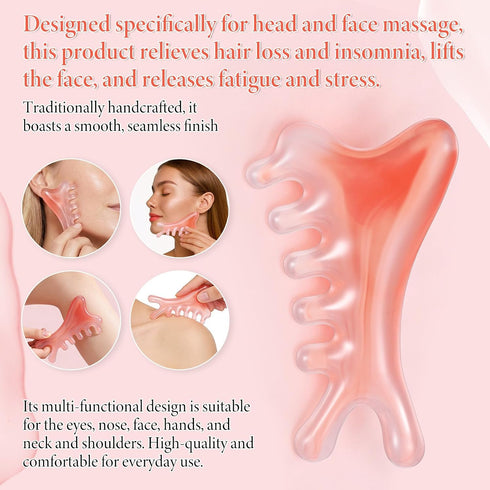 HJZHII 2 4-in-1 Pcs Face Gua Sha Tool, Multi-Functional Manual Massage Tool Head Massage Combs for Neck Body Face Eye