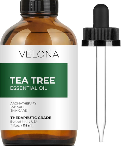 Velona Tea Tree Essential Oil 4 oz - 100% Pure Natural Therapeutic Grade for Aromatherapy, Massage, Skincare