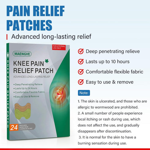 Knee Pain Relief Patches, Fast-Acting Natural Pain Patch Paste, Easy to Use, 48 Count