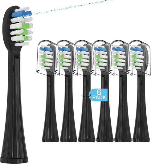 6 Pack Replacement Brush Heads for Waterpik Sonic Fusion Flossing Toothbrush - Compatible with Sonic Fusion