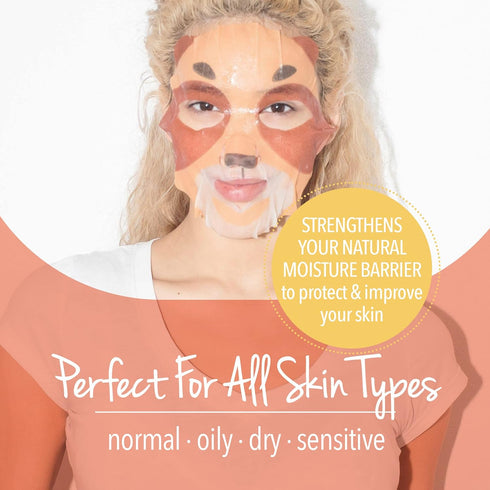 masque BAR Pretty Animalz Facial Sheet Masks, Fun & Unique Skincare Face Mask, Hydrating & Soothing, Pack of 12