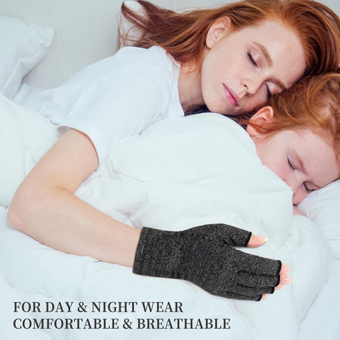 2 Pairs Arthritis Compression Gloves, Provide Support Warmth for Carpal Tunnel, Fingerless Compression Gloves