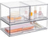 Vtopmart Stackable Storage Drawers Set of 3 - 12" Wide, 4.4'' Tall Clear Plastic Organizer Bins for Makeup, Beauty