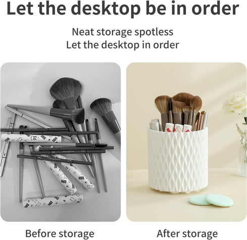 Makeup Brush Holder Organizer, 360° Rotating 5 Slot Cup for Cosmetics, Bathroom Vanity Storage