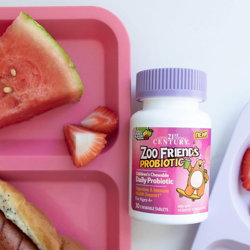 21st Century Zoo Friends Probiotic Chewable - 30 Count, Fruit Punch Flavors for Kids