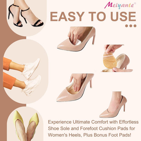 Metatarsal Pads for Women, Heel Inserts for Shoes, Ball of Foot Cushions (2 Pairs) for All Day Pain Relief (Beige)