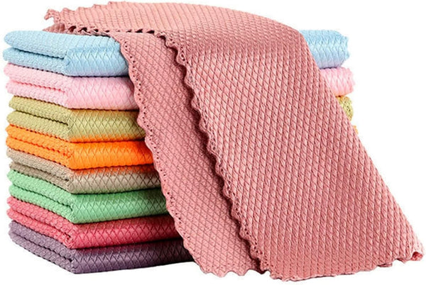 MAKABAKA RPJFCPCS Weiliya 10pcs Cleaning Fish Scale Cloth Microfiber Nanoscale Cleaning Lint FreeEasy,