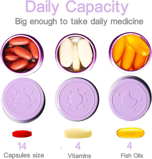 Extra Small Single Pill Box for Purse (3 Pack), Aluminum Screw Top Pill Container, Portable Waterproof Case