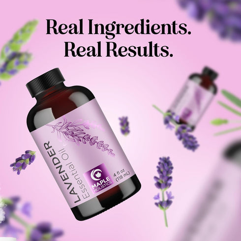 Pure Lavender Essential Oil - Lavender Oil for Hair, Skin, Nails, Aromatherapy Diffusers, Premium Grade Non-GMO (4 Fl