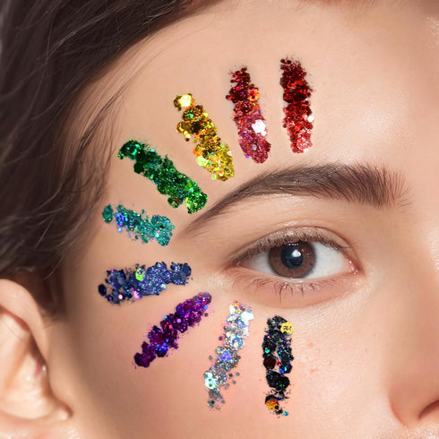 Teenitor Body Glitter Face Glitter Makeup, 12 Colors Face and Body Glitter Gel for Hair and Makeup