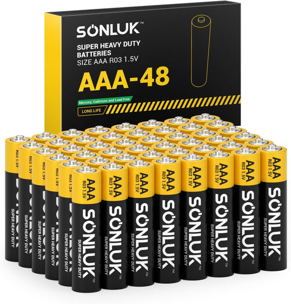 SONLUK AAA Batteries 48 Pack - 1.5V Super Heavy Duty Carbon Zinc Double