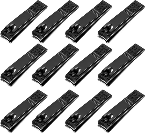 Yaomiao 12 Pieces Nail Clipper Set, Stainless Steel Nail Cutter for Women Men Fingernails and Toenails (Black)