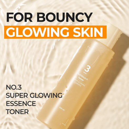 numbuzin No.3 Toner, Super Glowing Essence for Skin Radiance, Pore Tightening, Hydration, 6.76 fl. oz.