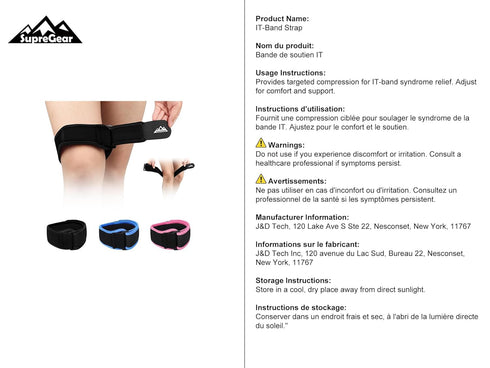 supregear IT Band Strap, Adjustable Compression Wrap for Knee Thigh Hip & ITB Support, Men & Women