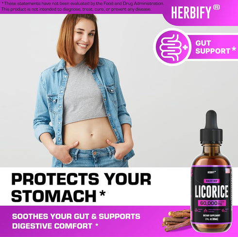 Immune 30 2oz HERBIFY Licorice Root Extract - Powerful Licorice Supplement - Lung Support Supplement - Licorice Extract