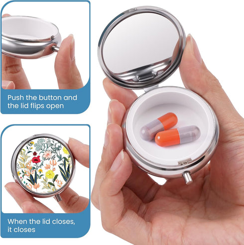 HCYPCV Mini Pill Box, Small Pill Box, Portable Pill Box, Cute Pill Organizer for Vitamins, Medications, Fish Oil