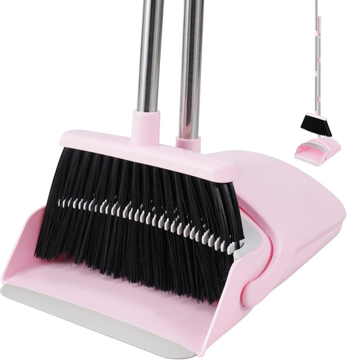 BSKLIN Broom and Dustpan Set House Brooms for Sweeping Indoor Collapsible Broom
