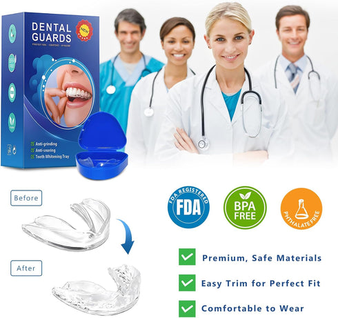 Mouth Guard for Teeth Grinding at Night, Reusable Bite Guard, 4 Pcs in 2 Sizes