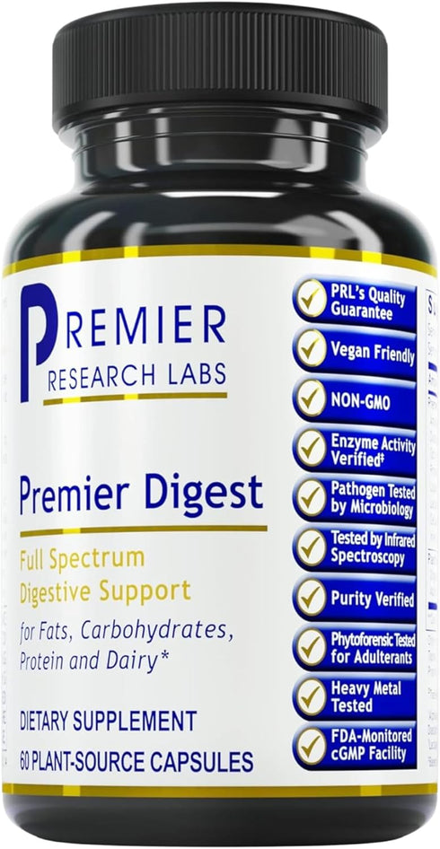 Premier Research Labs Active Digestive Enzymes with Probiotic & Prebiotics, 60 Capsules