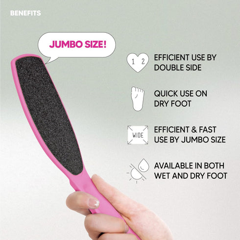Wide Emery Foot File (Hot Pink), Double-Sided Pedicure Tool for Cracked Heel and Callus Remover