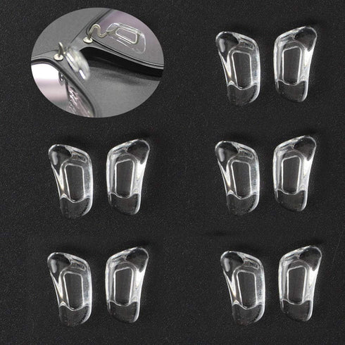 12.4mm D Shape Eyeglass Nose Pads, 5 Pairs Push-in Soft Silicone Nose Pieces for Glasses, Anti-Slip for Eyeglasses