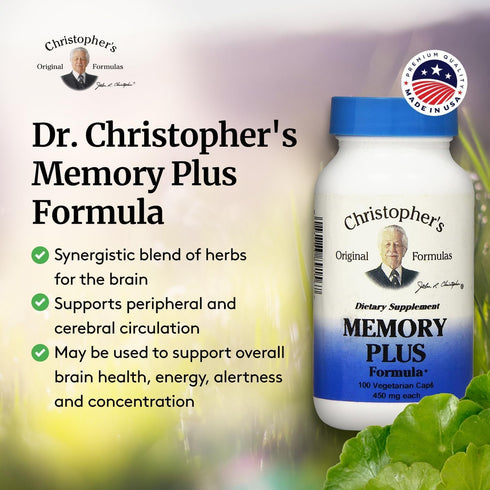 Dr. Christopher's Memory Plus Herbal Blend - Brain Supplements for Memory and Focus