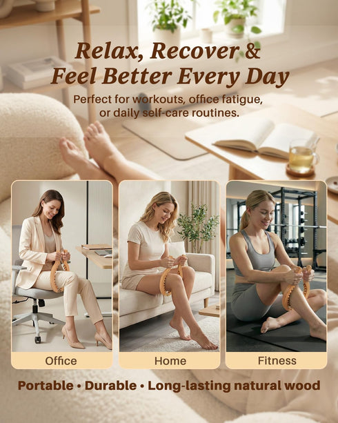 ONUEMP Wooden Cellulite Cellulite Massage Tool for Legs, Wood Therapy Maderoterapia Kit Colombiana for Lymphatic