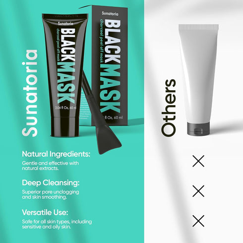 SUNATORIA Blackhead Remover Mask - Activated Charcoal Peel Off Face Mask for Deep Pore Cleaning and Blackhead Removal