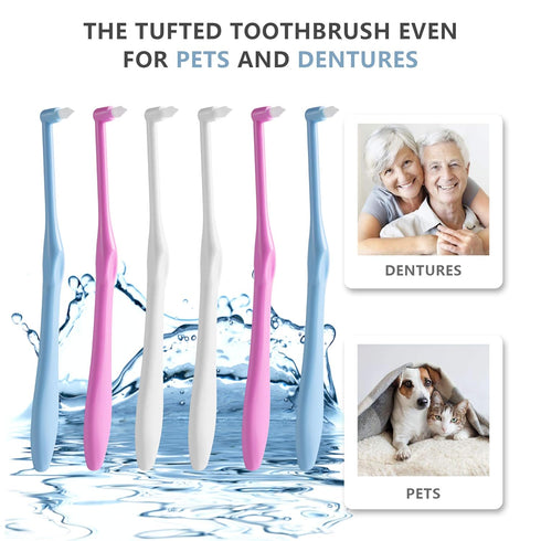 LOVEWEE End-Tuft Tapered Trim Toothbrush, 6 PCS Tufted Interspace Brush for Orthodontic Braces Cleaning