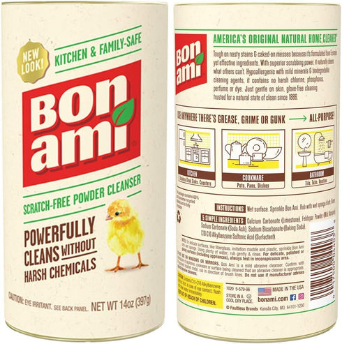 BON AMI Powder Cleanser for Kitchens & Bathrooms, Cleans Grime & Dirt, Polishes Surfaces, Absorbs Odors (2 Pack)