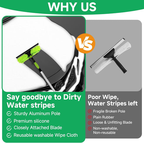 LILISPAI 67'' 2-in-1 2 2 Window Squeegee Cleaner Tool with Extension Pole, Squeegee for Window Cleaning Kit