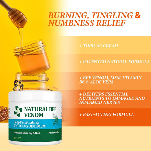 Original Natural Bee Venom Serum Joint & Muscle Cream, Fast Acting Relief for Back, Neck, Hands, Elbows, Feet, and More