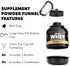Protein Powder and Supplement Funnel Keychain, Portable Container for Gym, Workouts, Fitness, TSA Approved, Classic