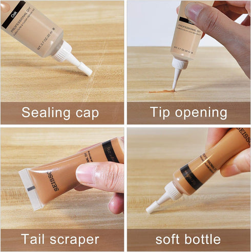 Furniture Repair Kit - 50 Piece Wood Floor Repair Set with 24 Colors Touch Up Kit, Scraper and Brushes