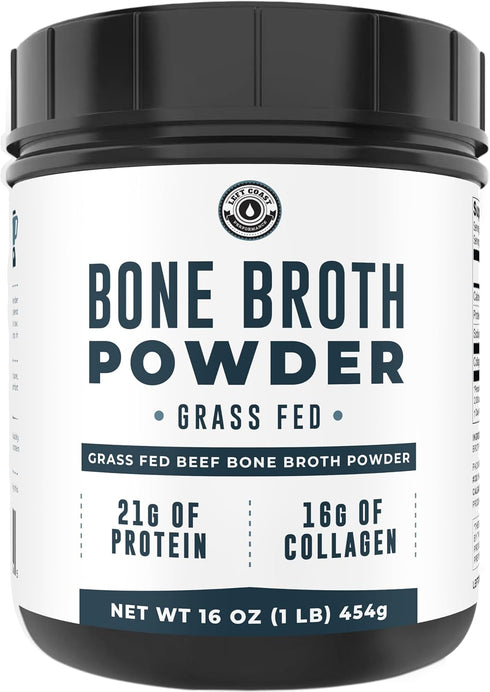 16oz Bone Broth Protein Powder from Grass Fed Beef - Unflavored, Rich in Collagen, Paleo Protein Powder