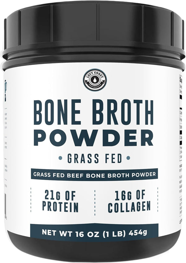 16oz Bone Broth Protein Powder from Grass Fed Beef - Unflavored, Rich in Collagen, Paleo Protein Powder