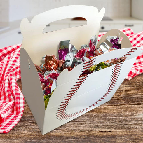ArtCreativity Baseball Party Favors, Pack of 12 Cardboard Gift Box with Handles for Candy, Cookies, & Toys