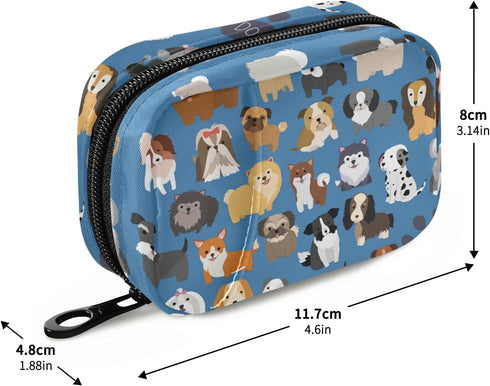 Naanle 7 Cute Puppy Dog Day Pill Case - Travel Organizer Bag With Zipper, Portable Weekly Compact Size for Vitamin