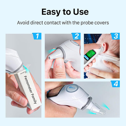 96 Counts Ear Thermometer Probe Covers, Disposable Caps for Femometer Family 1015