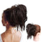 HMD Tousled Updo Messy Bun Hair Piece - Hair Extension Ponytail with Elastic Rubber Band for Women (Dark Brown)