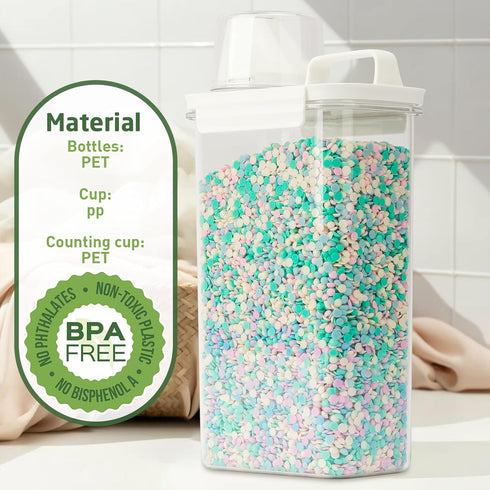 Laundry Detergent Dispenser - 1 Pack, 78 oz, BPA Free, Clear, with 4 Removable Labels