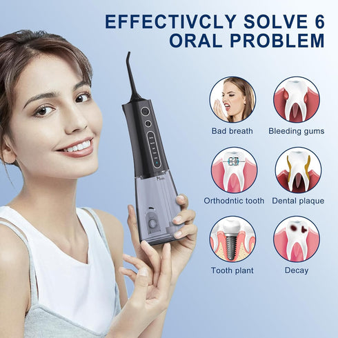 MOCEL Water Dental Flosser Cordless Teeth Cleaning with 5 Modes, 300ML Portable, USB C Rechargeable, IPX7 Waterproof