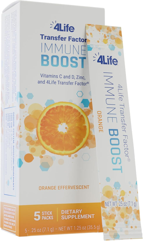 4Life Immune Boost - Immune Defense Transfer Factor, Zinc, and Vitamin C - 5 Powder Packs