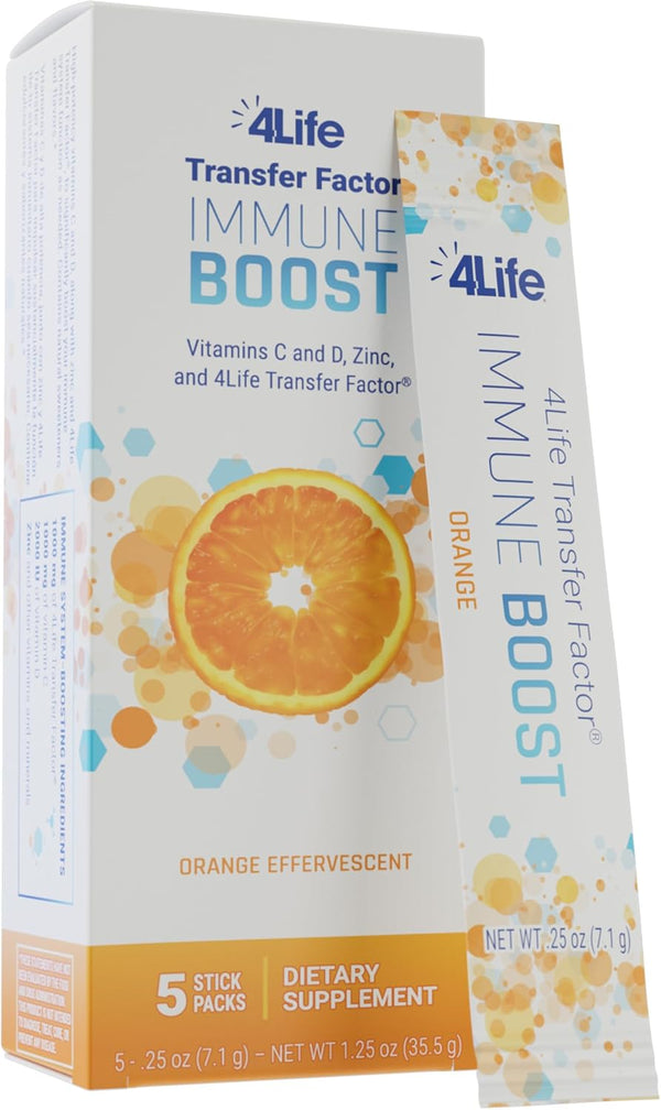 4Life Immune Boost - Immune Defense Transfer Factor, Zinc, and Vitamin C - 5 Powder Packs