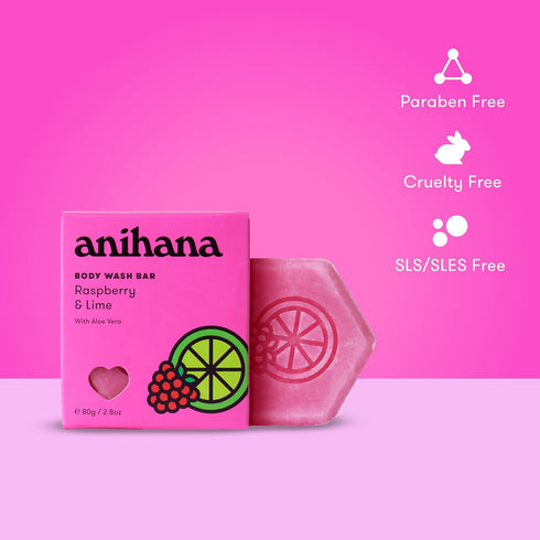 ANIHANA Body Wash Bar with Coconut Oil and Aloe Vera, Moisturizing, Gentle Skin Care, Paraben Free, 2.8 oz Raspberry &