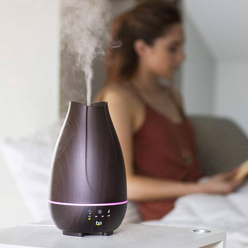 HealthSmart Essential Oil Diffuser, Cool Mist Humidifier with 500ML Tank, Adjustable Timer, 7 LED Light Colors