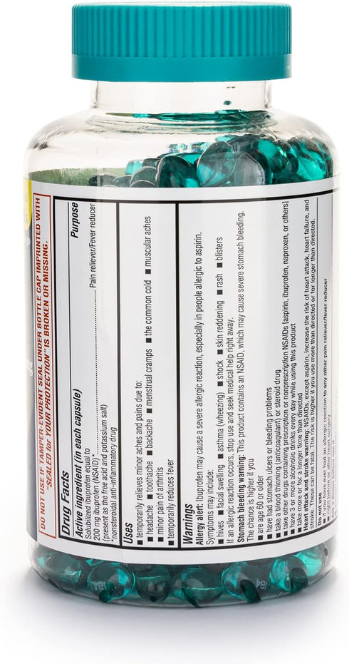 Mini Ibuprofen 200 Mg Softgels, Pain Reliever/Fever Reducer (NSAID), 500 Count