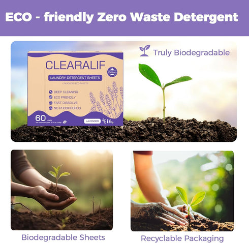 Laundry Detergent Sheets, Up to 60 Loads, Fresh Lavender, Biodegradable, Lightweight for Travel