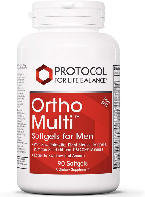 Protocol Ortho Multi Softgels for Men - Multivitamin for Prostate Health with Saw Palmetto, Zinc & CoQ10, 90 Softgels