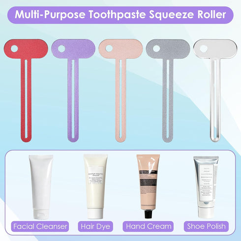 Xinjoduz 10 Pack (5 Metal Toothpaste Squeezer Roller, Tube Key Squeezer Tool for Zero Waste Cosmetics, Durable Alloy